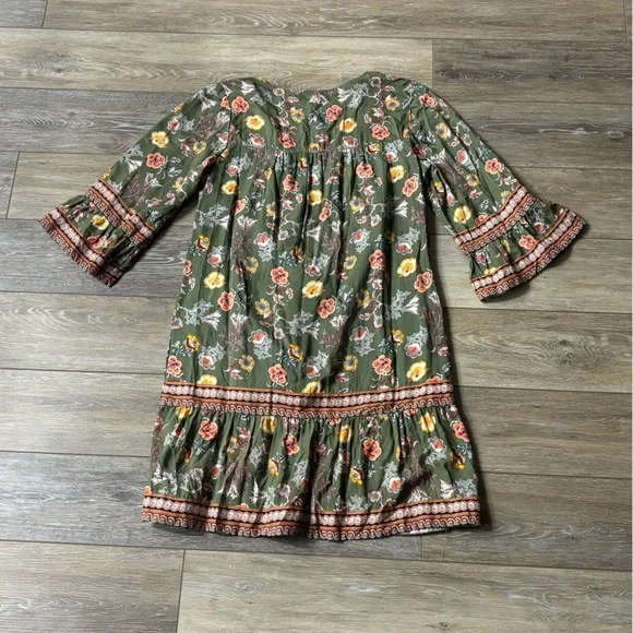 Ambria Dress Sz 4 Floral Tunic Ruffle Sleeve Cottagecore Boho Peasant Prairie - Picture 7 of 7